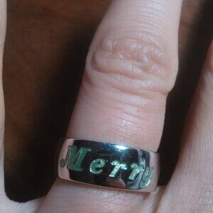 Merry Christmas Engraved Sterling Silver Band Ring (Size 6.75)